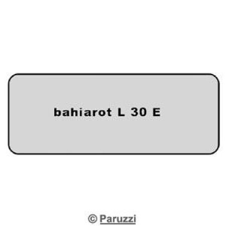 Sticker code L 30E bahiarot. 1303 tot en met 7/1974