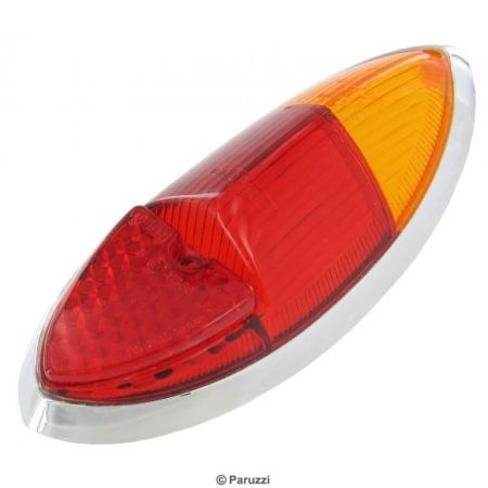 Achterlicht lens Europees oranje/rood (per stuk). Karmann Ghia 8/66 t/m 7/69