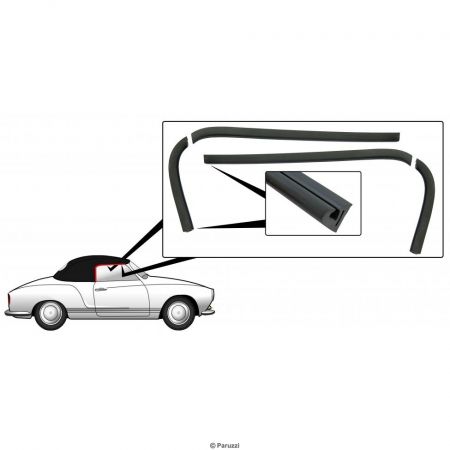 Deurrubber rond deurruit links + rechts (4-delig) Karmann Ghia cabriolet