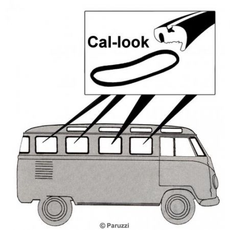 Zijruitrubber Cal-look (per stuk). Bus t/m 7/1967
