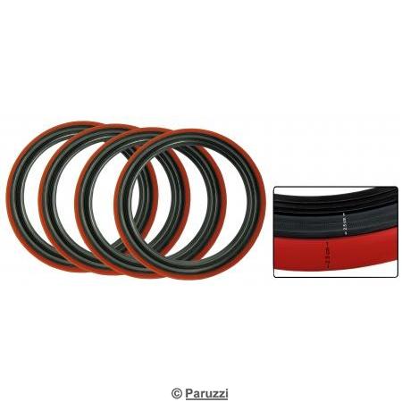 Red Line bandringen (2.5 cm zwart, 2.5 cm rood) 4 stuks. 15 inch wielen