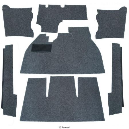 afbeelding Bouclé interieur tapijtset 7-delig gemeleerd grijs Kever sedan LHD: VW 1200, VW 1300 en VW 1500 8/1968 t/m 7/1972