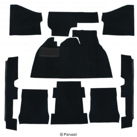 Bouclé interieur tapijtset 9-delig zwart, Kever sedan LHD 1303