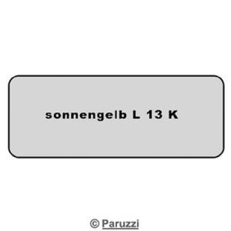 Sticker code L 13K sonnengelb. 1303 tot en met 7/1967