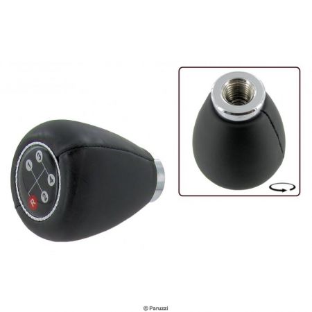 Versnellingspook knop met schakel schema zwart vinyl  alle modellen met 4-versnellingsbak    Specificaties:  draadmaat: 7, 10 en 12 mm