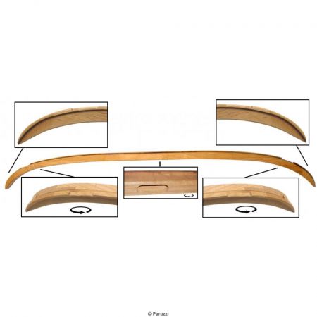 afbeelding Massief houten kapframe achterbalk Karmann Ghia cabriolet t/m 1968 (VIN 149 431 007)