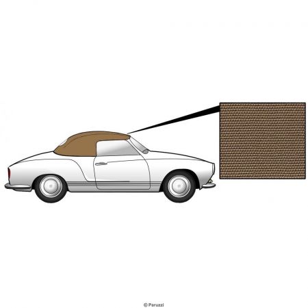 afbeelding Cabrio kap canvas beige met plastic achterruit. Karmann Ghia 67 (ch 147 610 910) t/m 68 (ch 149 431 007)