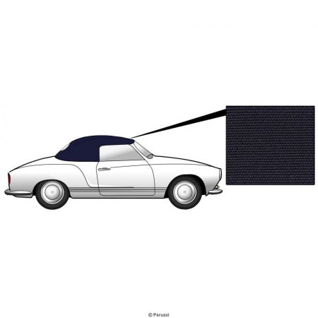 afbeelding Cabrio kap canvas blauw met plastic achterruit. Karmann Ghia 67 (ch 147 610 910) t/m 68 (ch 149 431 007)