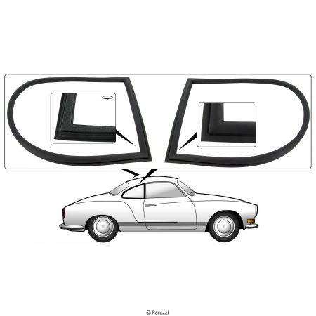 Zijruitrubber (pop-out) (per paar). Karmann Ghia 8/71 en later sedan