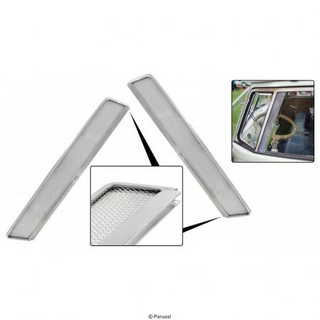 Zijruit ventilatierooster gepolijst aluminium (per paar). Bus t/m 7/67
